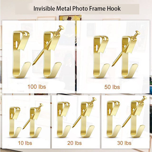 Metal Hooks for Hanging Pictures with Nails - Wall Hooks for Picture Frame/Canvas/Mirror/Art Picture Hanging Kit