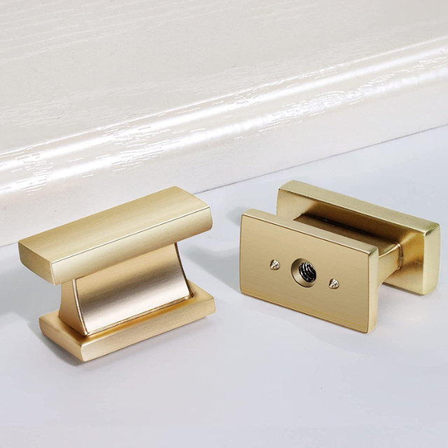 Custom Solid Gold Kitchen Cabinet Knobs Rectangular Brushed Brass Champagne Bronze Cabinet Knobs