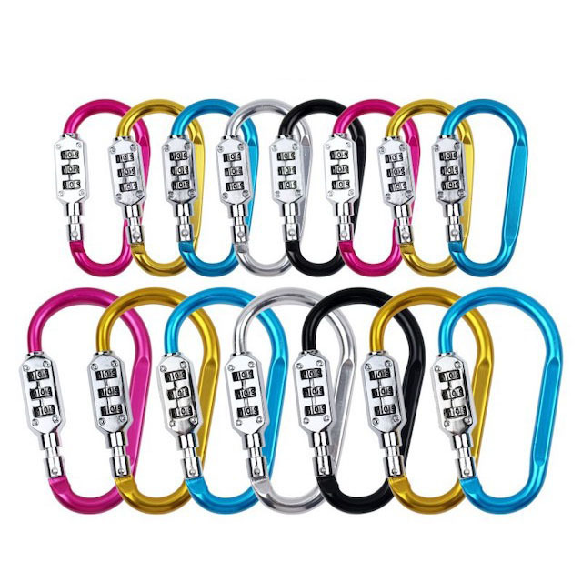 3-Digit Heavy Duty Carabiner Clips Lock for Looped Bike Helmet Fence Travel Case Lock Combination Lock 75MM/105MM