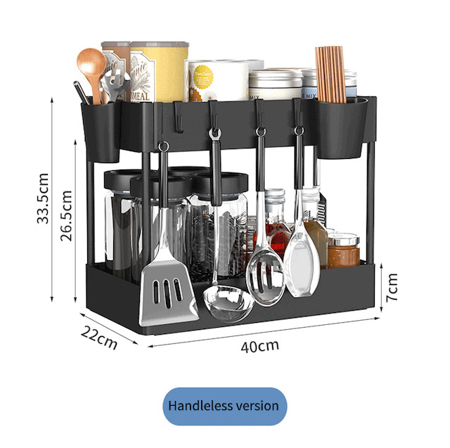 OEM Kitchen 2 Tier Spice Rack Organizer 5 Hooks Organize Countertop Holder Pantry Shelves Kitchen Storage Shelf