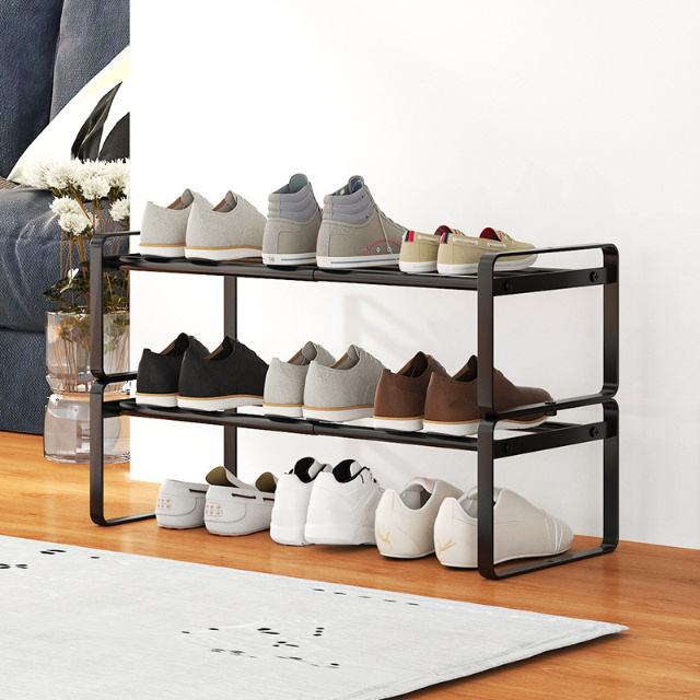 OEM Entrance Way Hallway Dorm Room Closet Shoe Rack Metal Free Standing Retractable Shoe Organizer