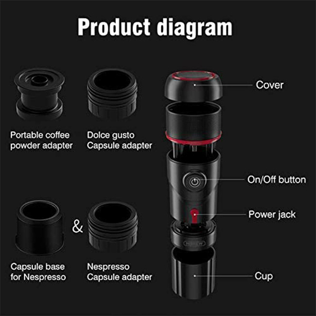 New Style Small Travel Coffee Maker 15 Bar Pressure Portable Electric Espresso Machine