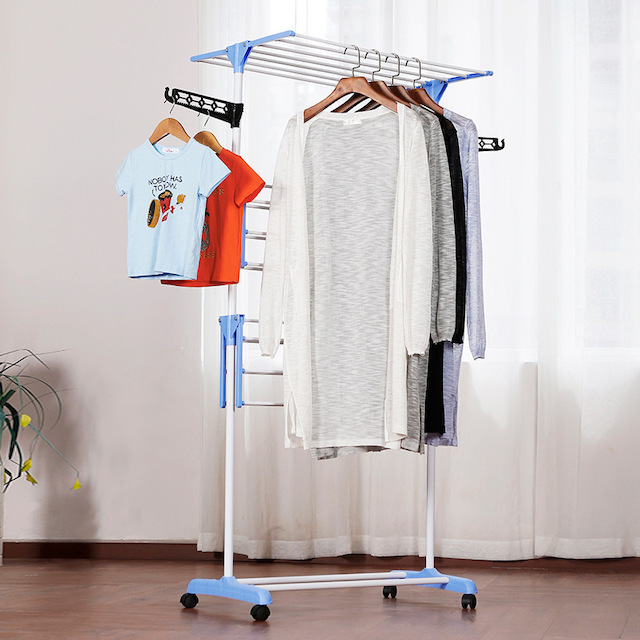 Manufacturer Foldable 4-Tier Rolling Clothes Laundry Dryer Rack Indoor Outdoor Use Clothes Drying Rack Stand