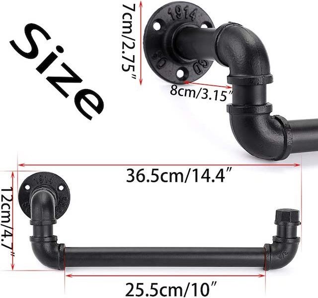 Provide Logo Towel Holder Wall Mount Black Towel Hanger Bar Hanging Holder for Kitchen Bathroom Industrial Pipe Towel Rail Rack