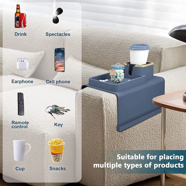 Sofa Armrest Tray Temperature Resistant Sofa Coasters Recliner Drink Holder for Remote Snack Couch Cup Holder Tray