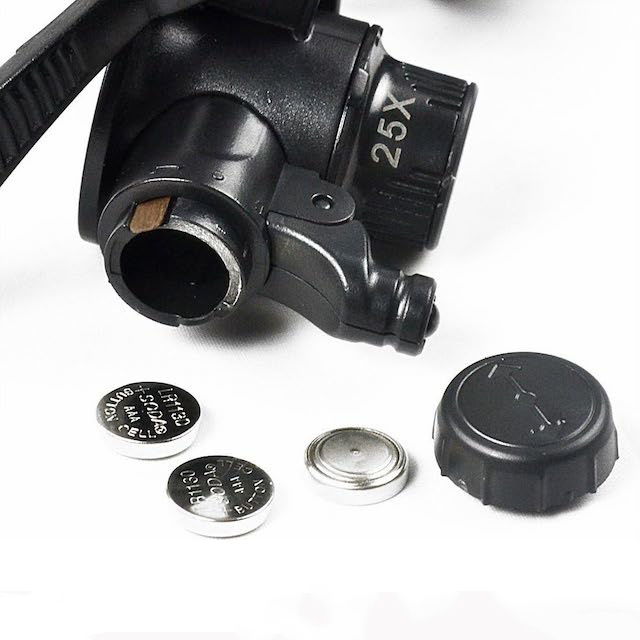 Double Eyes Loupe Head-Worn Magnifier with 4 Lenses 10X 15X 20X 25X LED Illuminated Magnifying Glasses