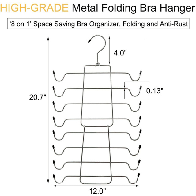 Easy Storage Women Tank Top Bra Hanger Prevents Deformation Foldable Closet Hanger with Swivel Hooks