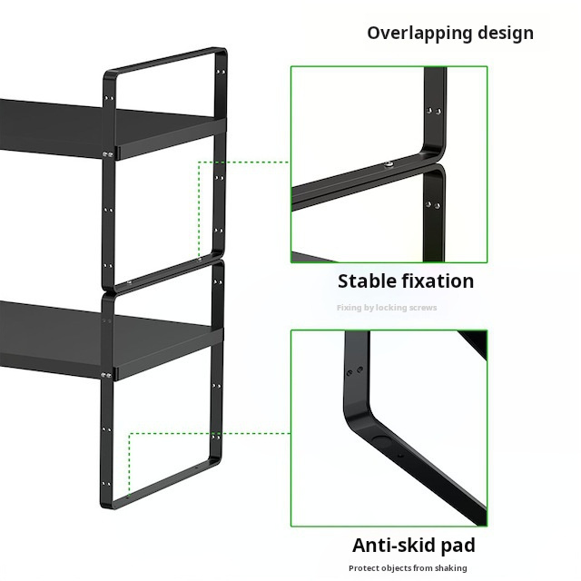 Adjustable Stackable Storage Rack for Kitchen & Bathroom Counter Countertop Storage Expandable Shelf