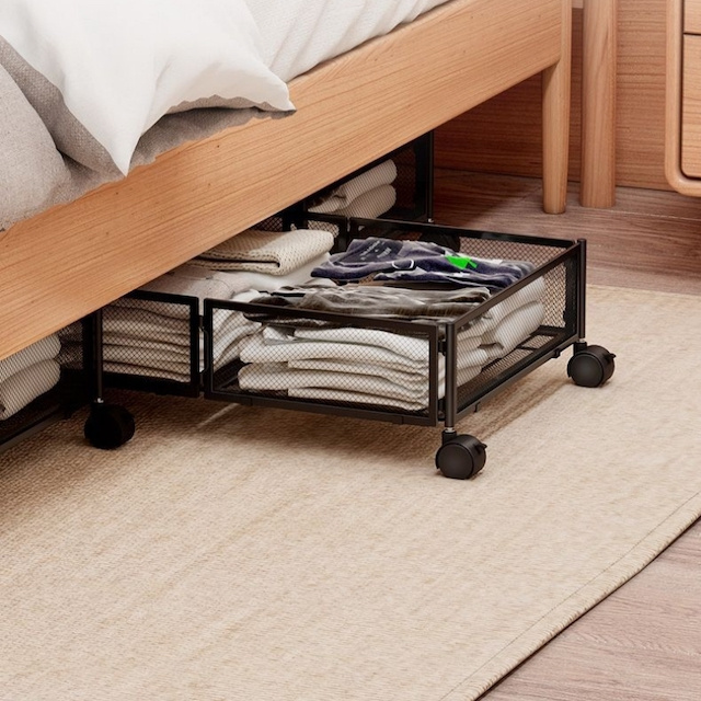 Manufacturer Foldable Metal Under Bed Storage Drawers On Wheels For Clothes Shoes Blankets Under Bed Storage