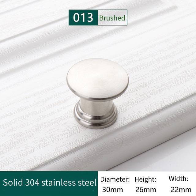 Provide Logo Kitchen Dresser Drawer Knobs Solid 304 Stainless Steel 30mm Diameter Sliver Brushed Nickel Cabinet Knobs