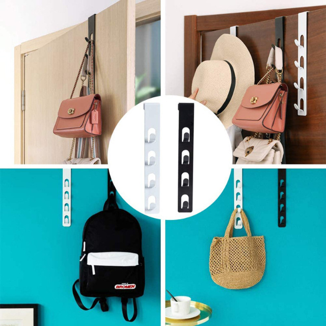 Entrance Door Hanger for Hanging Backpacks Jackets Robes Purses Hooks Black Bathroom Door Iron Towel Hooks