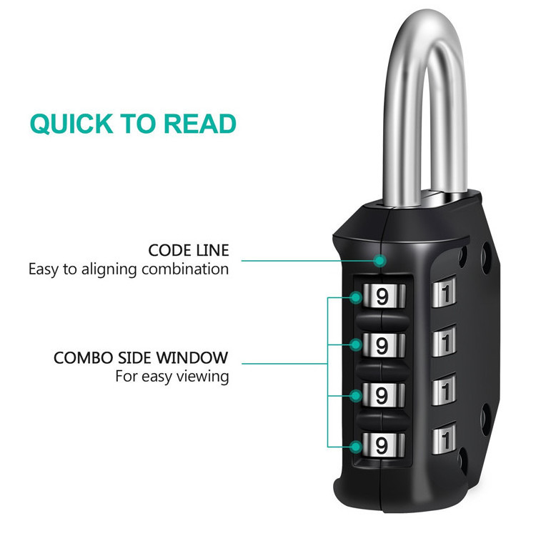 Combination Lock Anti Rust Padlock Set Security Padlock for Gym, Sports, School TSA Lock 4 Digit