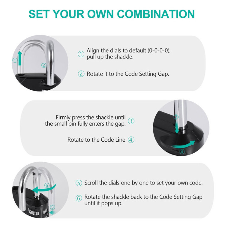 TSA 4 Digit Anti Rust Padlock Set Security Padlock for Gym, Sports, Outdoor, Combination Lock