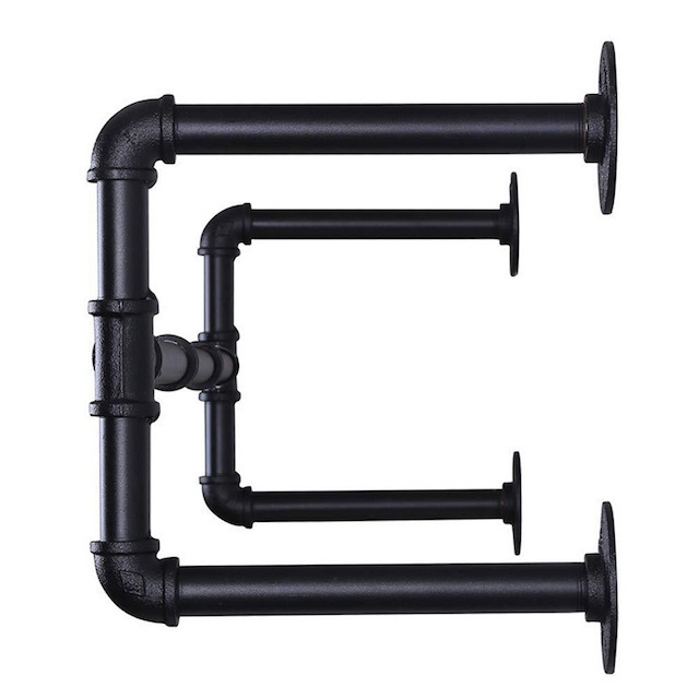 Hot Sale Clothes Rack Wall-Mounted Black Easy Assembly Industrial Wind and Water Pipe Iron Clothing Rack