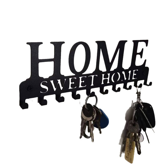 OEM Home Sweet Wall Metal Decorative Entry Keychain Hooks Towel Hooks with Screw Mounting Fittings Organizer