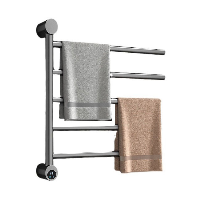 Towel Warmer with Rotating 5 Bars Wall Mounted Drying Rack for Home Bathroom Stainless Steel Electric Heated Towel Rack