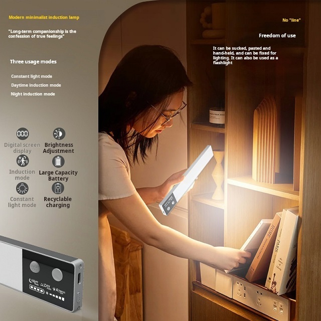 Led Closet Lights Motion Sensored Wireless Rechargeable Dimmable Battery Powered Operated Light For Wardrobe Cupboard Hallway