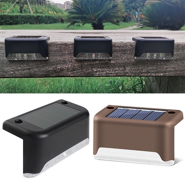 Custom Solar Led Wall Light Outdoor Garden Steps Fence Abs Brown Ip65 Waterproof Solar Lights Lasts 6-12 Hours Of Lighting