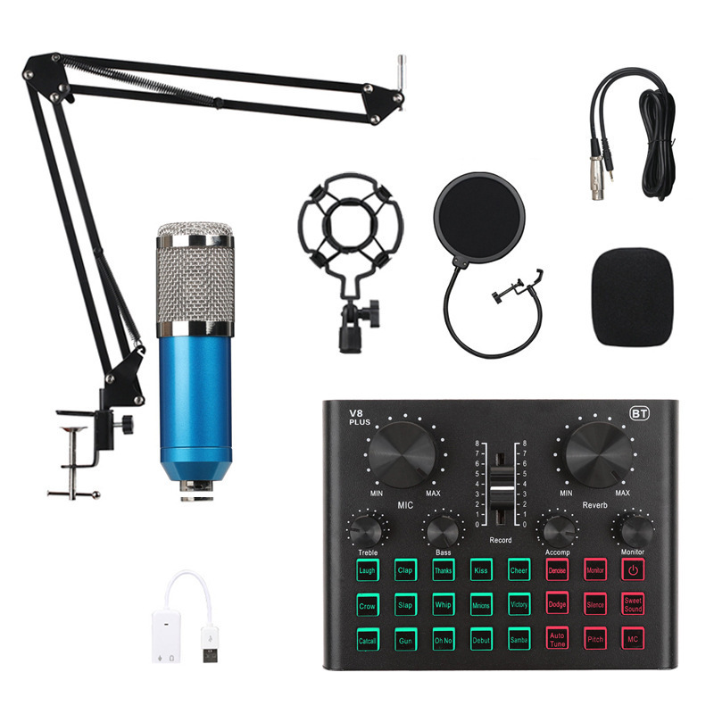 V8X Pro Condenser Studio Microphone Phone Laptop Gaming Live Broadcast Professional BM800 Condenser Microphone Set