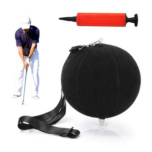 Golf Impact Ball with Inflator Pump Hangable Posture Correction Training Adjustable Arm Motion Guide Black Golf Impact Ball