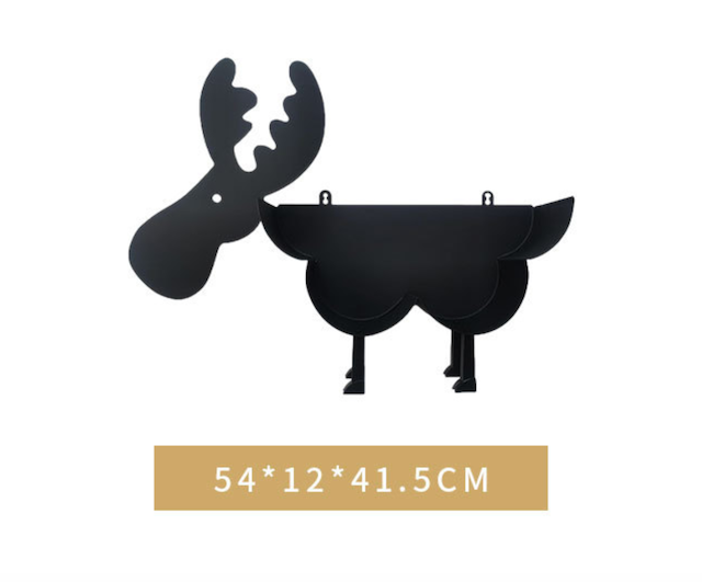 Unique Elk Toilet Paper Roll Holder with Storage - Funny Bathroom Tissue Rack Black Animal Decor Toilet Paper Holder