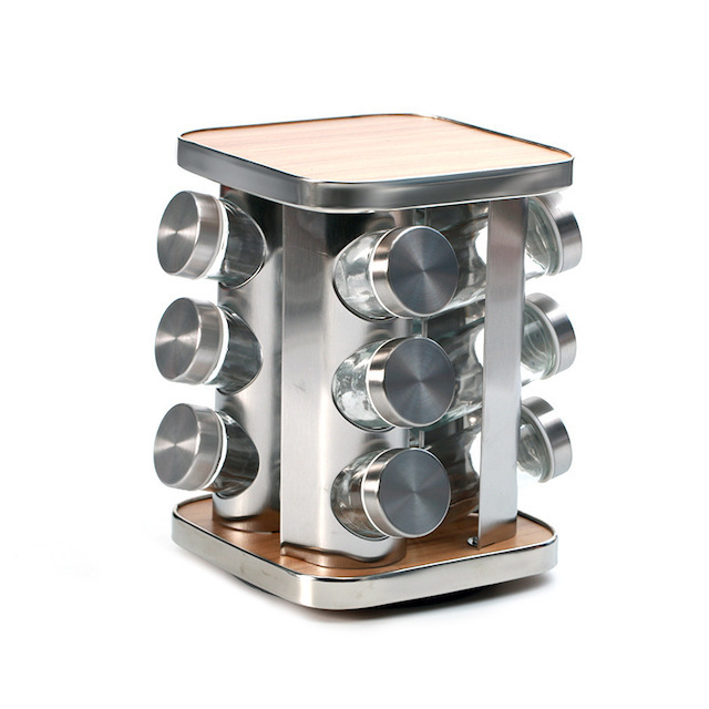 Custom Design Kitchen & Cabinet Gadgets Stainless Steel Revolving Seasoning Spice Rack