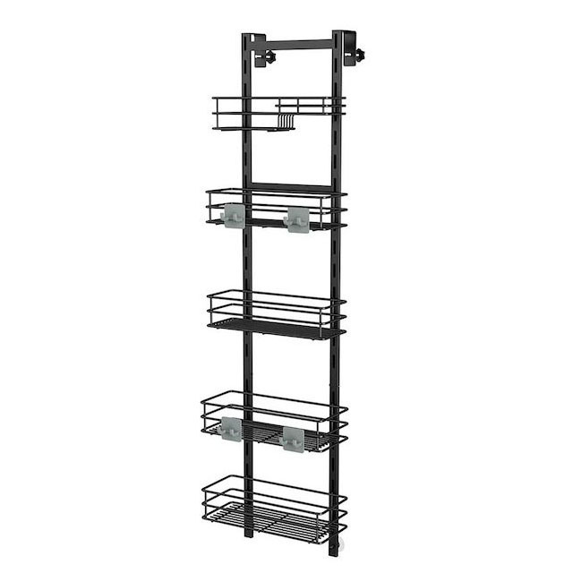 Hot Sale Bathroom Shower Basket 5 Tier with Hooks No Drilling Over the Door Shower Caddy Black