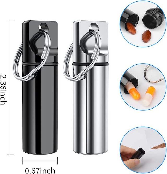 Portable Pill Box Mini Pocket/Purse Pill Organizer Case Container Medicine Bottle for Outdoor Keychain Pill Holder