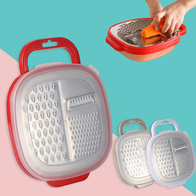 High Quality Multi-Function Stainless Steel Hand Chopper Graters with Container Plastic Storage Stable Box Cheese Grater