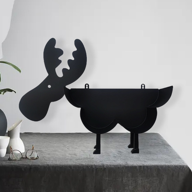 Unique Elk Toilet Paper Roll Holder with Storage - Funny Bathroom Tissue Rack Black Animal Decor Toilet Paper Holder