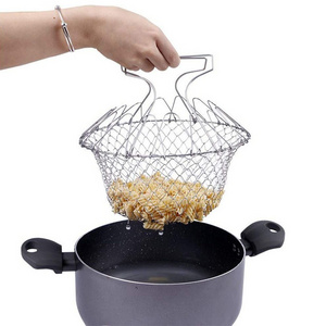 Kitchen Cooking Tool Foldable Stainless Steel Fried Food Frying Basket