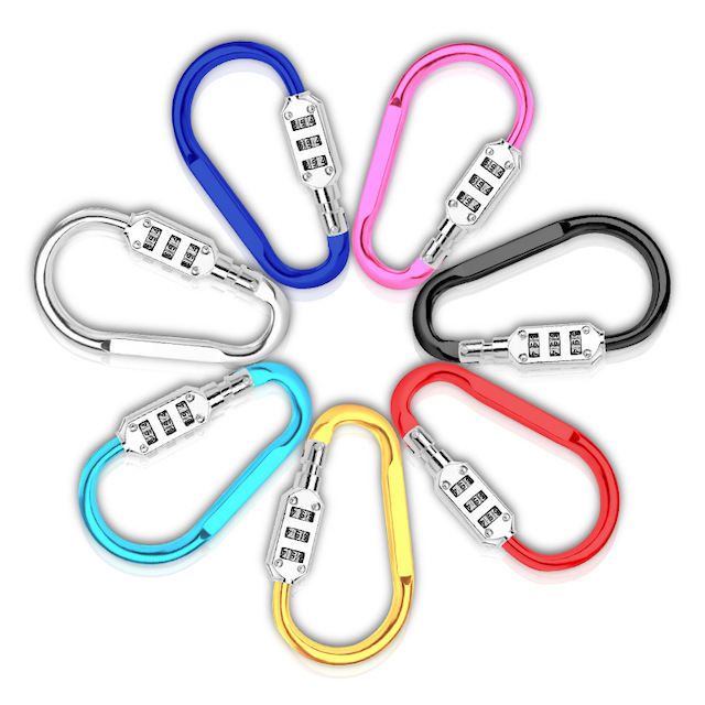 3-Digit Heavy Duty Carabiner Clips Lock for Looped Bike Helmet Fence Travel Case Lock Combination Lock 75MM/105MM