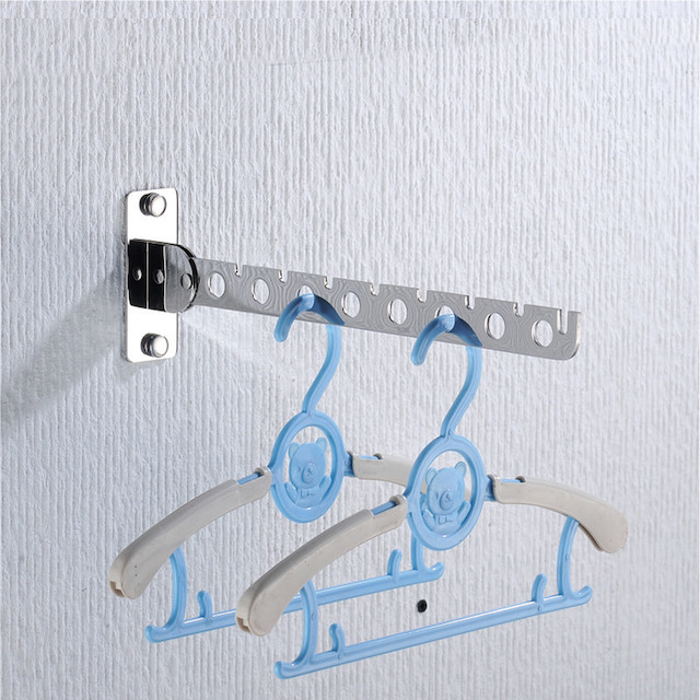 Coat Hook Rack Wall Mounted Laundry Room Hooks 6-10 Hooks Stainless Steel Foldable Drying Rack Silver