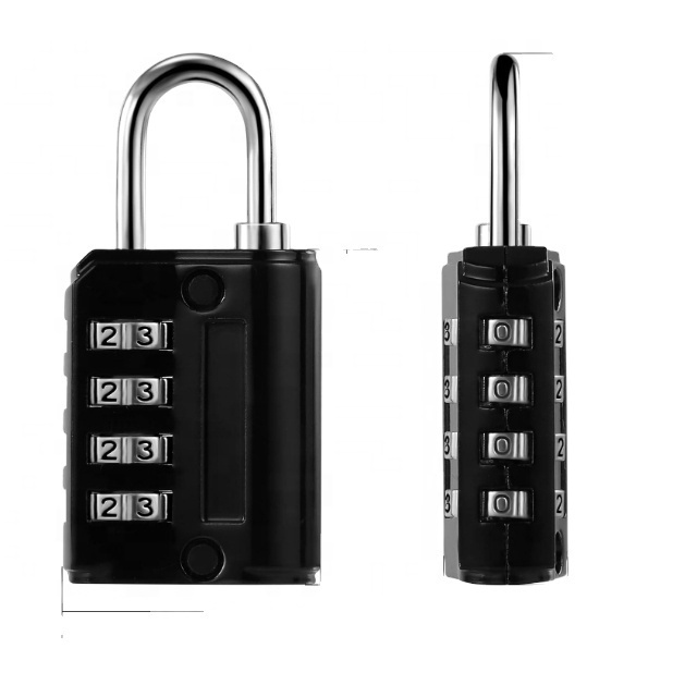 Custom Gym Weatherproof Waterproof Luggage Padlock Black 4 Digit with Zinc Alloy Code Combination Lock