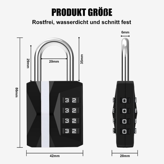 Outdoor Hasp Cabinet Storage Zinc Alloy Waterproof Weatherproof Resettable 4-Digit Combination Lock