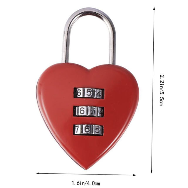 Custom OEM Heartbeat Shape Password Small Lock Enthusiast Mini 3 Digit Combination Lock Pink