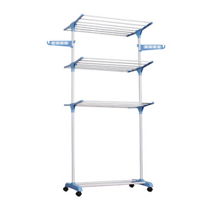 Manufacturer Foldable 4-Tier Rolling Clothes Laundry Dryer Rack Indoor Outdoor Use Clothes Drying Rack Stand