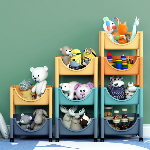 Household Stackable Kids Toy Storage Organizer Floor Standing 3 Tiers Plastic Kids Toy Organizer