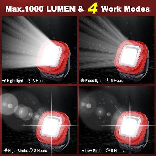 10W COB Magnetic Rechargeable 1000 Lumens Work Lights with Stand for Car Repair Emergency LED Work Light