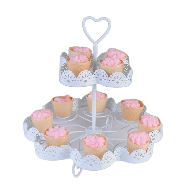 3-Tier Dessert Plates 12 Cup Mini Cakes Display for Wedding Home Holiday Birthday Christmas Round Cupcake Stand White