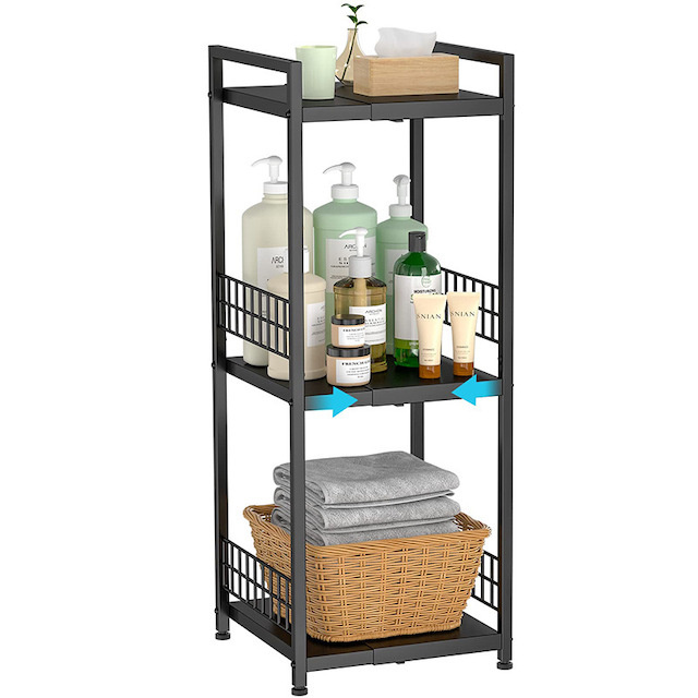 Floor Standing Bathroom Clip Shelf for Small Space Kitchen Balcony Office Expandable Storage Rack Shelf