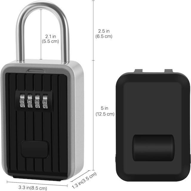 Large Capacity Lockbox for House/Car Keys ID Cards Waterproof 4 Digit Combination Resettable Key Lock Box Black