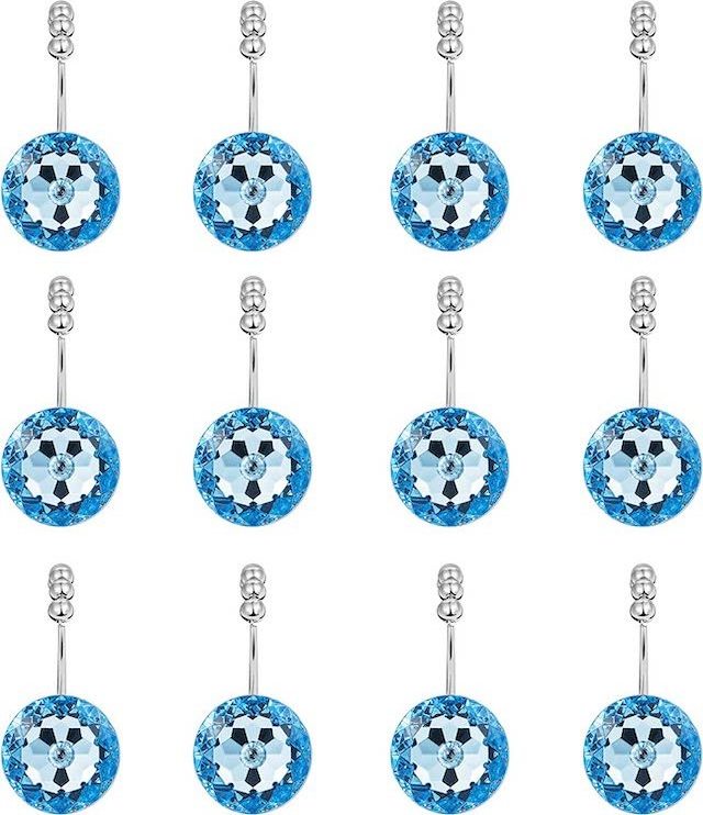 12PCS Shower Curtain Hooks Rings for Bathroom Double Hooks Acrylic Crystal Shower Curtain Rings Hangers Shower Curtain Hooks