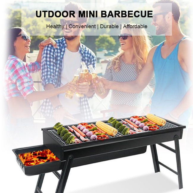 Charcoal Grill Barbecue Portable Stainless Steel Folding Grill Tabletop Outdoor BBQ