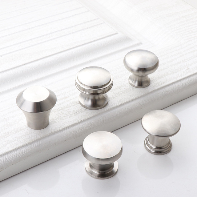 Provide Logo Kitchen Dresser Drawer Knobs Solid 304 Stainless Steel 30mm Diameter Sliver Brushed Nickel Cabinet Knobs