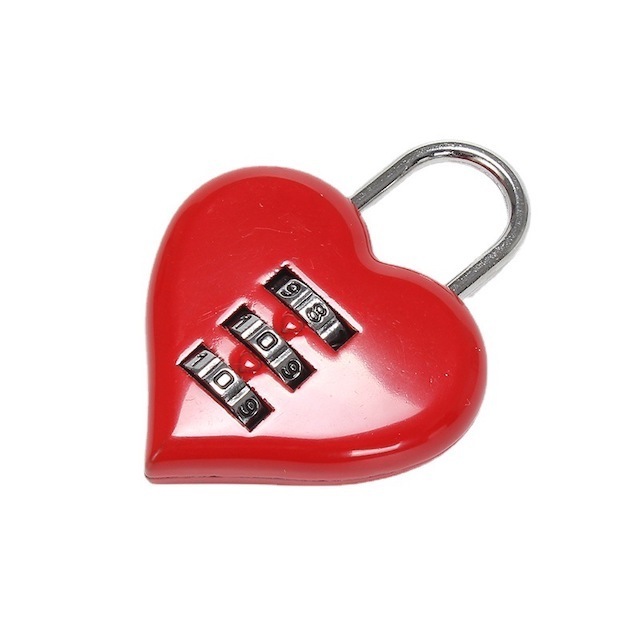 Custom OEM Heartbeat Shape Password Small Lock Enthusiast Mini 3 Digit Combination Lock Pink