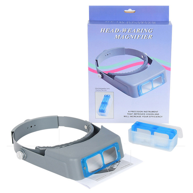 Double Lens Head Mounted Loupe Jewelry Magnifier Glass Magnifier 1.5X 2X 2.5X 3.5X for Repair Crafts Reading Headband Magnifier