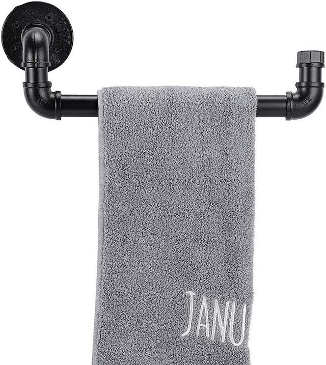 Provide Logo Towel Holder Wall Mount Black Towel Hanger Bar Hanging Holder for Kitchen Bathroom Industrial Pipe Towel Rail Rack