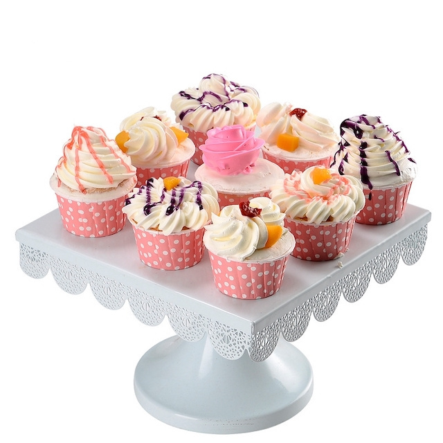 Round Metal Party Dessert Display Stand for Wedding Birthday Celebration Baby Shower Cupcake Stand White 10/12 Inches