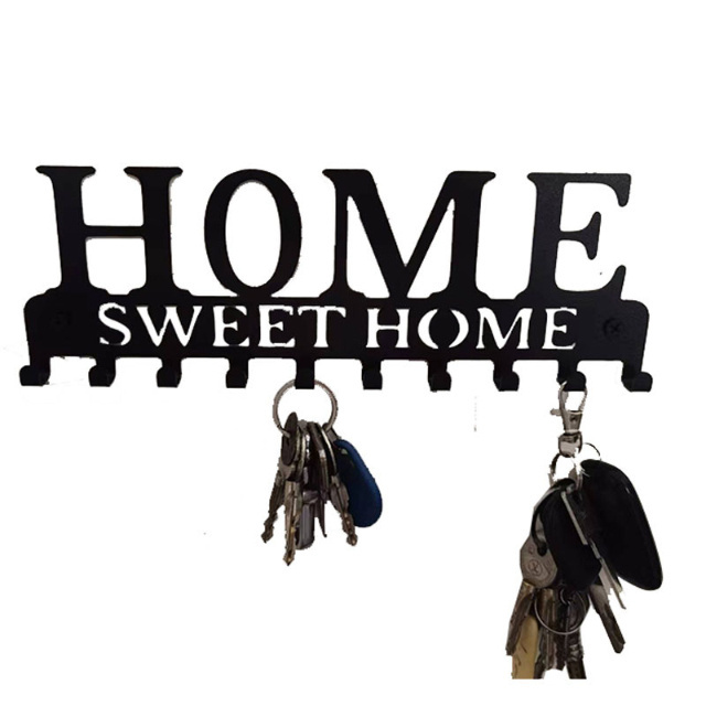 OEM Home Sweet Wall Metal Decorative Entry Keychain Hooks Towel Hooks with Screw Mounting Fittings Organizer